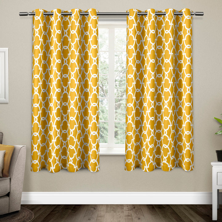 Andish Geometric Room Darkening Thermal Grommet Curtain Panels (Set of 2) Andover Mills™ Curtain Color: Yellow Size per Panel: 52" W x 63" L
