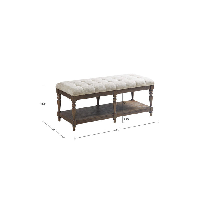 Martha Stewart Highland Tufted Accent Bench with Shelf Martha Stewart