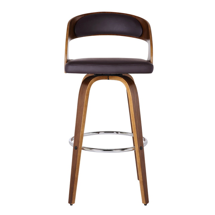 Pensacola Mid-century Swivel Counter Height Bar Stool Corrigan Studio® Upholstery: JY Brown Faux Leather, Seat Height: Counter Stool (26" Seat Height)