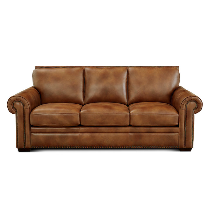 Iwan 90" Genuine Leather Rolled Arm Sofa Canora Grey