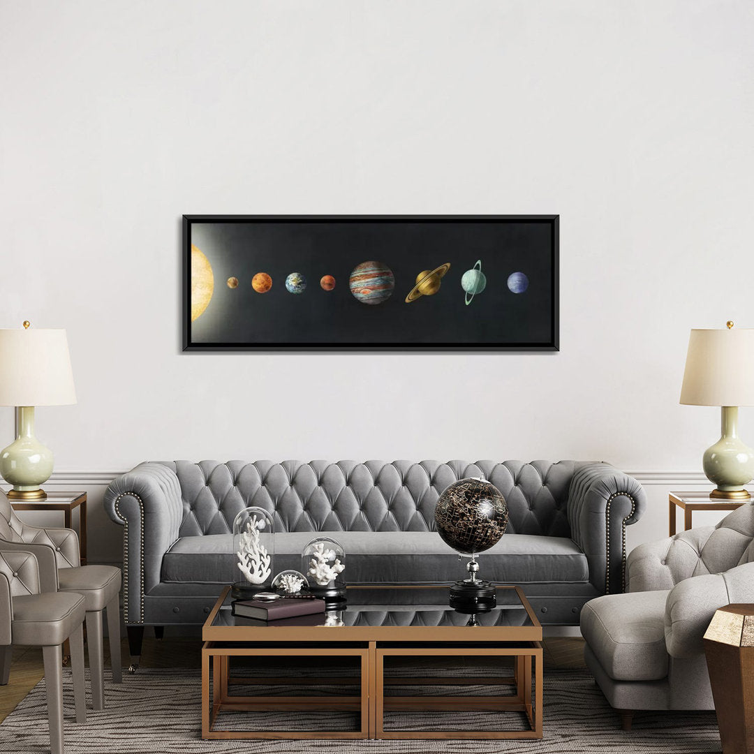 The Solar System' by Terry Fan - Wrapped Canvas Panoramic Print Harriet Bee Size: 12" H x 36" W x 1.5" D Format: Black Framed Canvas