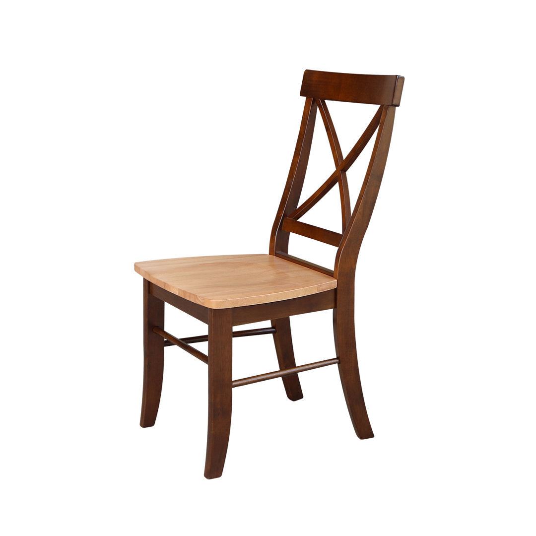 Solid Wood Cross Back Side Chair (Set of 2) August Grove® Color: Cinnamon/Espresso