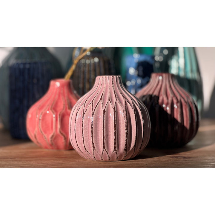 3 Piece Pink/Mauve/Rose Stoneware Table Vase Set Dakota Fields Color: Pink/Mauve/Rose