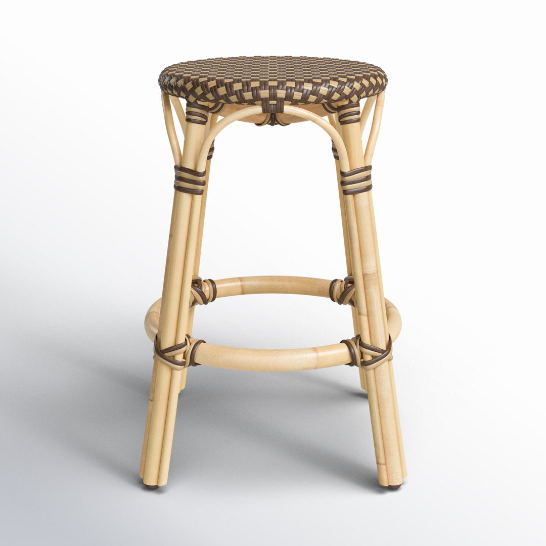 Alastair Bar & Counter Stool Birch Lane™ Color: Brown/Tan Dot/Natural Rattan Frame Seat Height: Counter Stool (24" Seat Height)