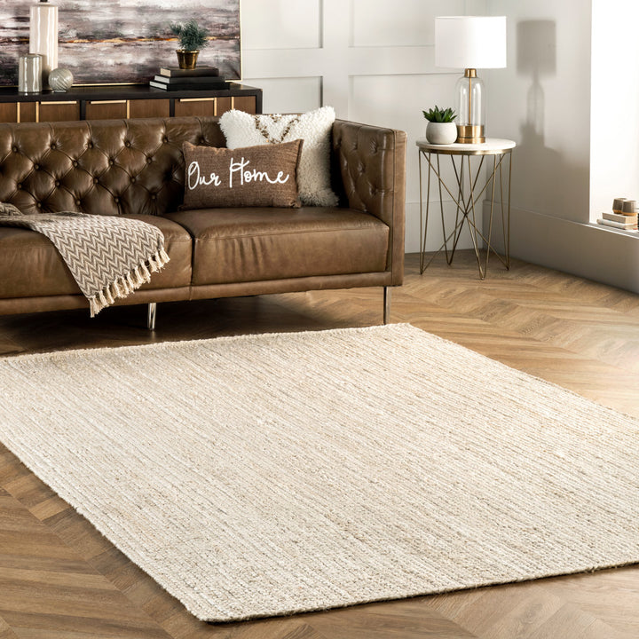 Cruise Handmade Braided Jute Area Rug in Off White Highland Dunes Rug Size: Square 5'