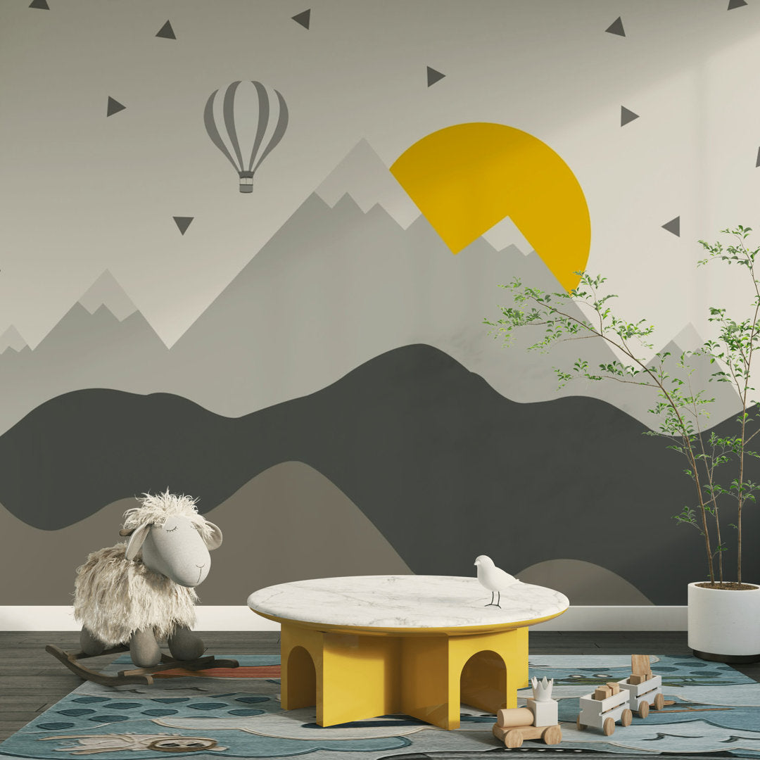 Aitken Peel And Stick Hot Air Balloon Kids Mountain Wallpaper Redwood Rover Size: 4" W x 72" L