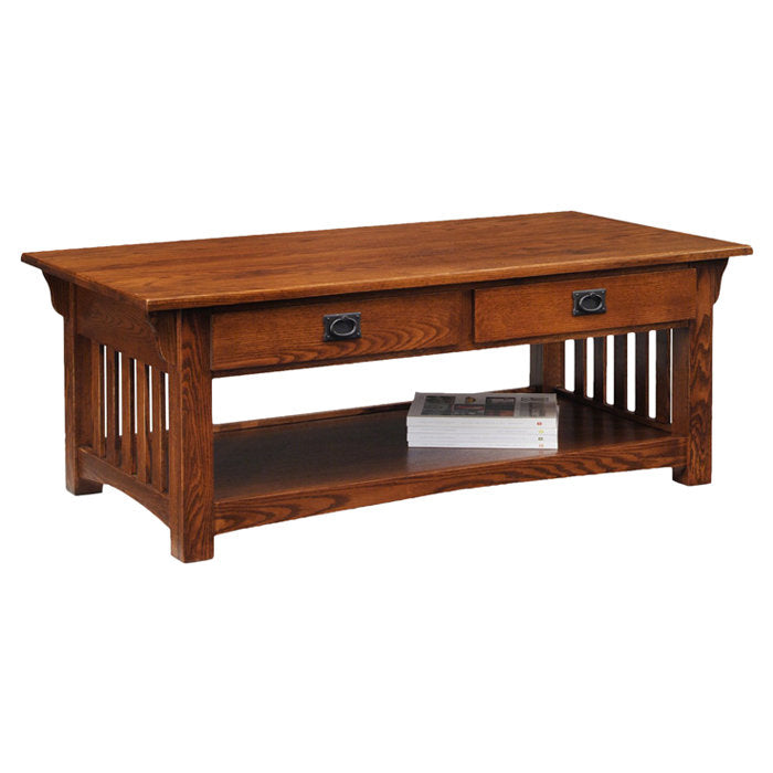 Brockton Solid Wood Coffee Table in Medium Oak Loon Peak®