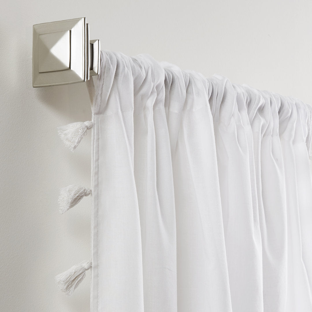 Brackett 100% Cotton Solid Semi-Sheer Rod Pocket Single Curtain Panel Dakota Fields Curtain Color: White