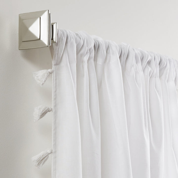 Brackett 100% Cotton Solid Semi-Sheer Rod Pocket Single Curtain Panel Dakota Fields Curtain Color: White