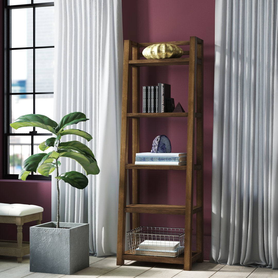 Bridgnorth 72" H x 24" W Solid Wood Ladder Bookcase Greyleigh™ Color: Brushed Acacia