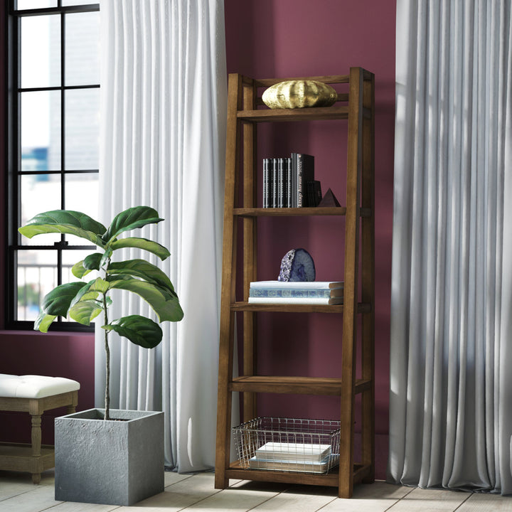 Bridgnorth 72" H x 24" W Solid Wood Ladder Bookcase Greyleigh™ Color: Brushed Acacia
