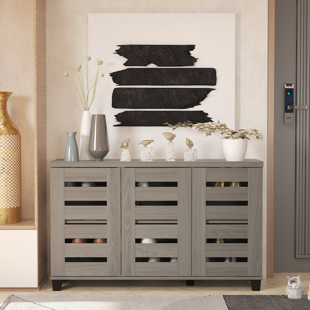 Lismore 16 Pair Shoe Storage Cabinet Steelside™ Finish: Warm Gray Oak