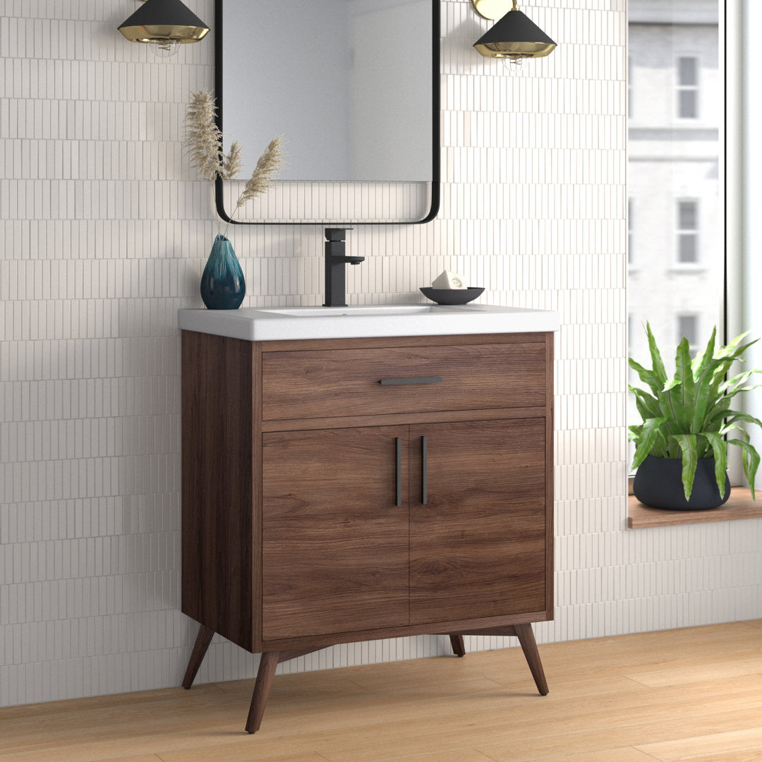 Binford 30" Single Bathroom Vanity Set Mercury Row® Base Finish: Walnut