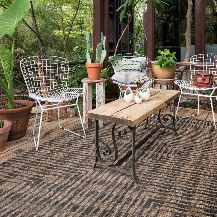 Tiza Geometric Brown/Black Indoor / Outdoor Area Rug Joss & Main Rug Size: Rectangle 7'10" x 10'9"