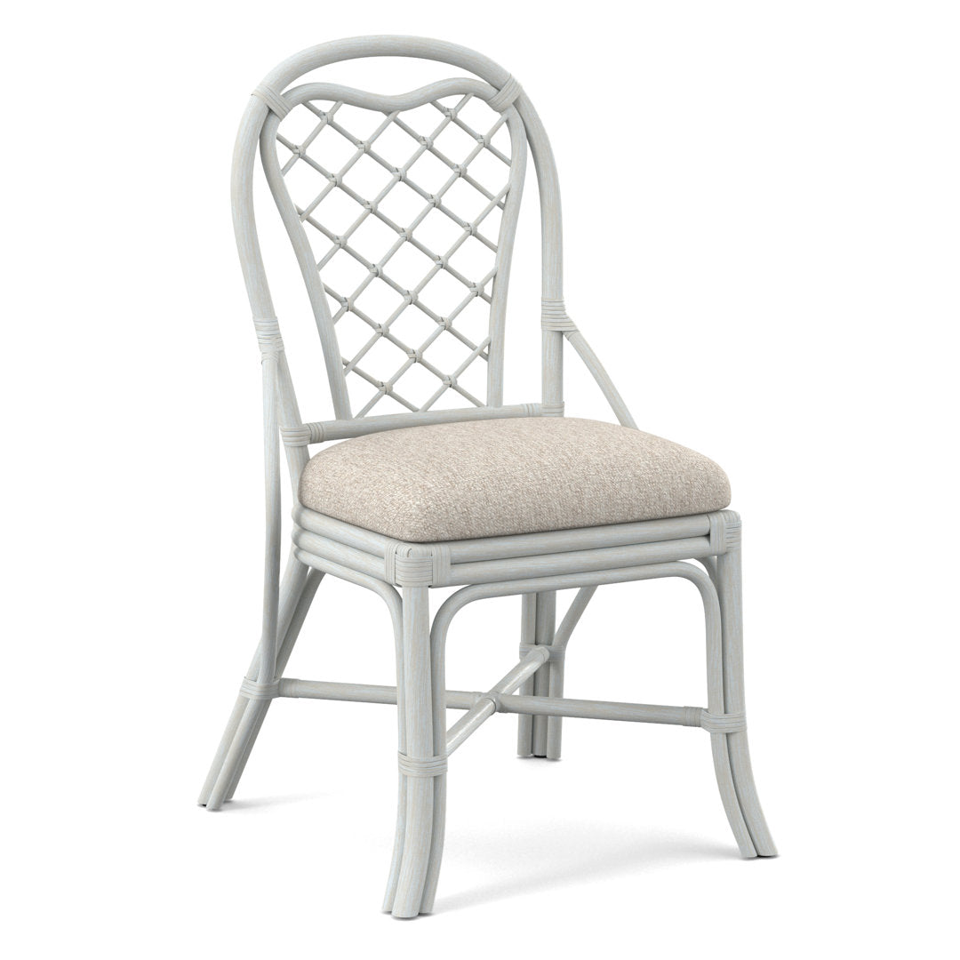 Trellis Back Side Dining Chair Braxton Culler Upholstery Color: Blue Buffalo Check; 0120-61, Frame Color: Bisque