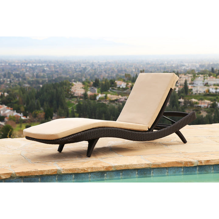 Cleghorn 79" Long Reclining Single Chaise Sunbrella with Cushion Ivy Bronx Color: Buttercream Beige