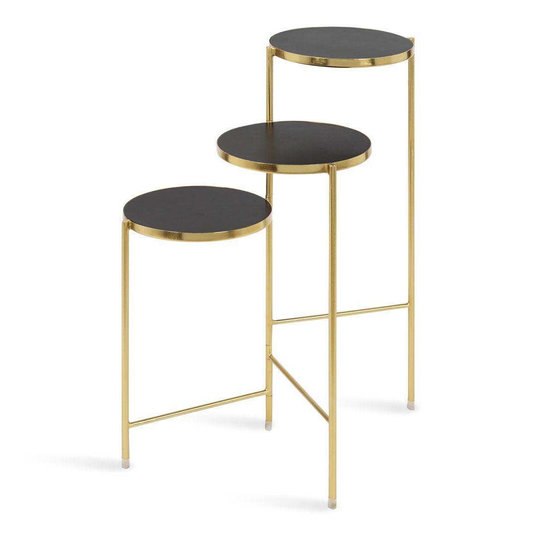 Logan Square Round Multi-Tiered Solid Wood Plant Stand Mercury Row® Color: Black/Gold