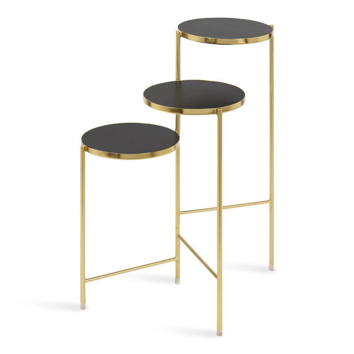 Logan Square Round Multi-Tiered Solid Wood Plant Stand Mercury Row® Color: Black/Gold