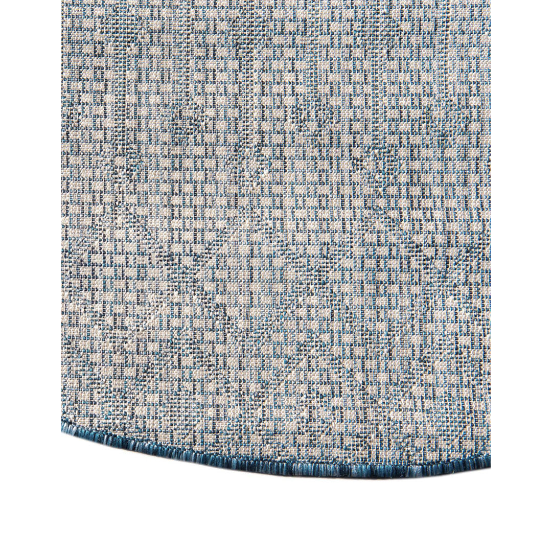 Innsbrook Southwestern Power Loom Teal Indoor/Outdoor Area Rug Laurel Foundry Modern Farmhouse® Rug Size: Oval 2'2" x 3'1"