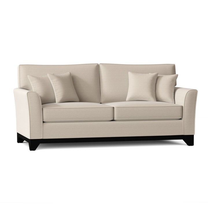 Lexi Flared Arm Sofa Poshbin Leg Color: Walnut Size: 84 Inches Body Fabric: Bella White Performance Velvet