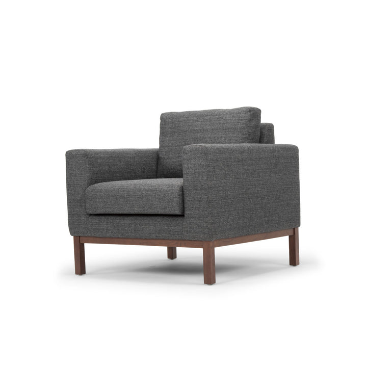 Clayton Upholstered Armchair Joss & Main Fabric: Venga Antrazite Performance Basketweave