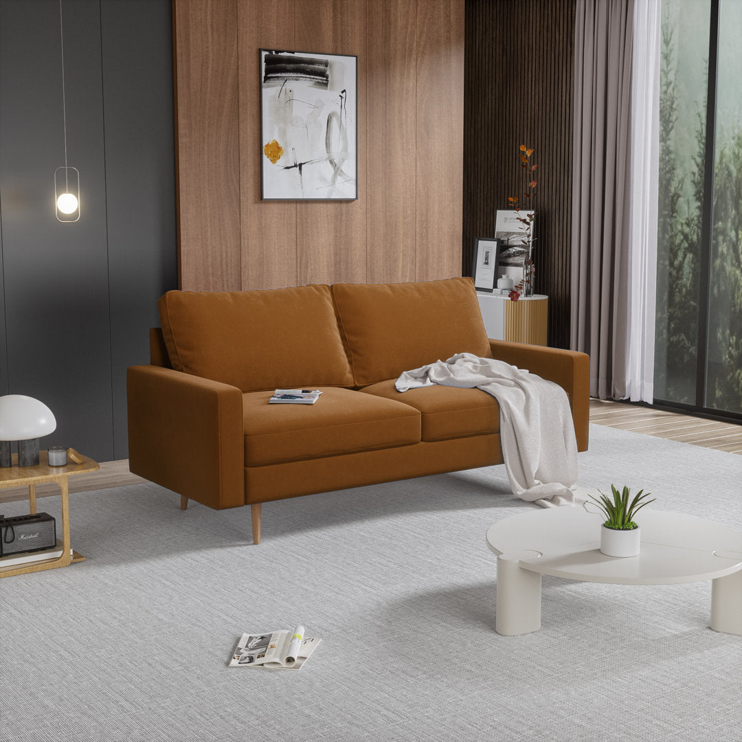 Markham 70" Velvet Square Arm Sofa Willa Arlo™ Interiors Fabric: Ginger Polyester