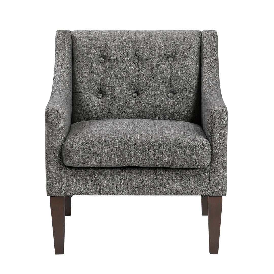 Clopton 26" Wide Mid-Century Modern Tufted Accent Armchair Hashtag Home Fabric: Dark Gray Polyester Blend