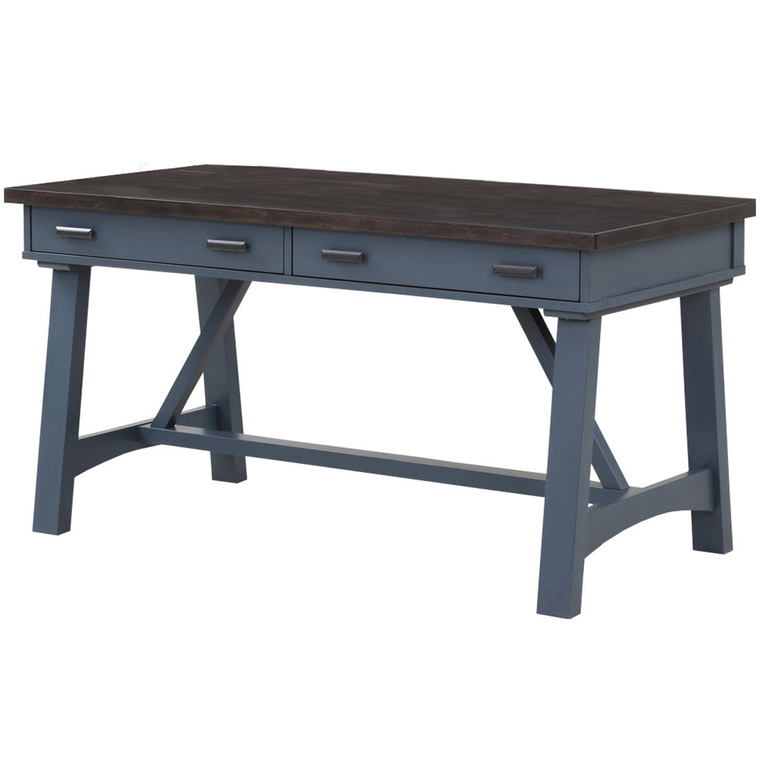 Bankston Desk with Built in Outlets Beachcrest Home™ Color: Dark Brown/Blue