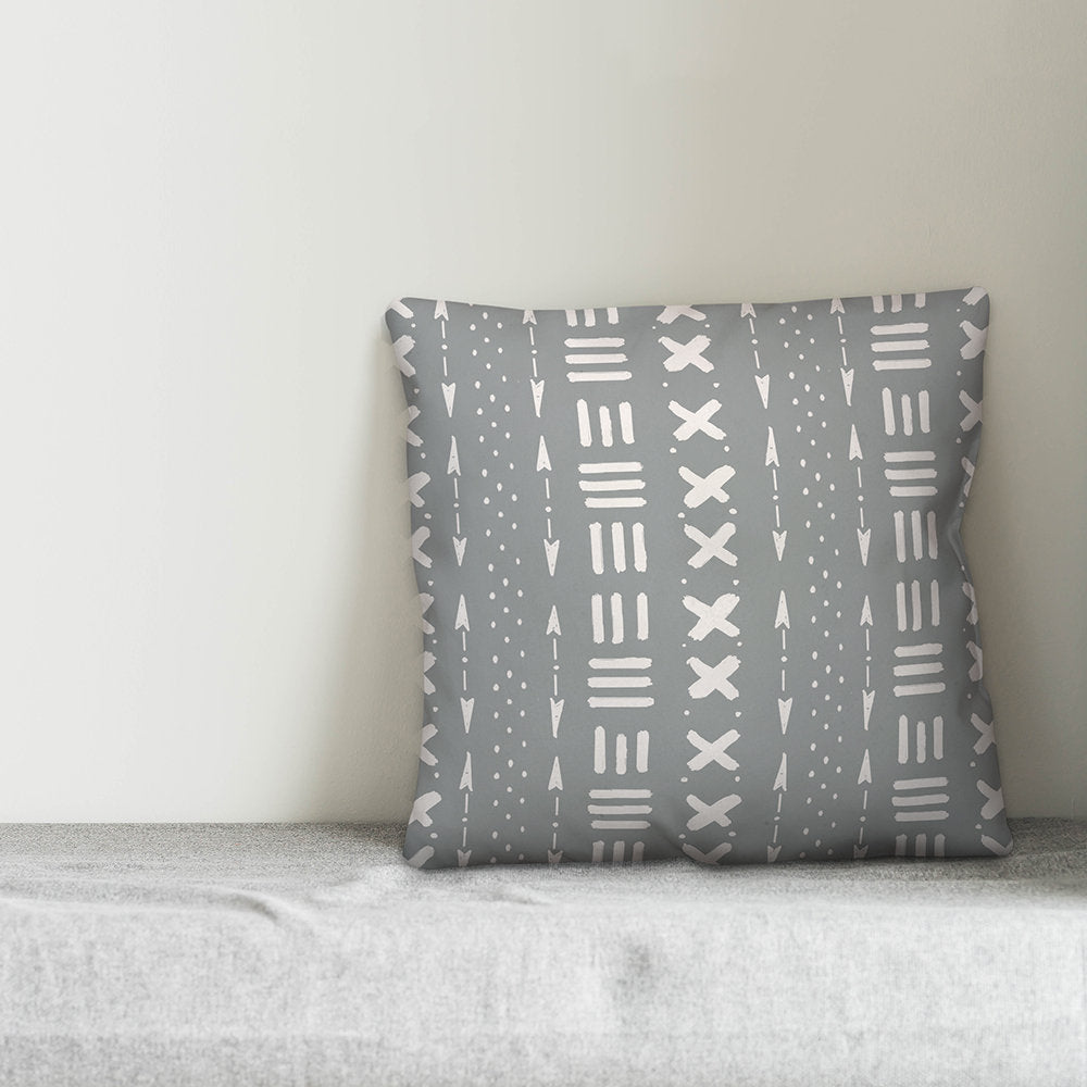 Tribal Mudcloth Pattern Throw Pillow Designs Direct Creative Group Color: Gray Size: 16" x 16"