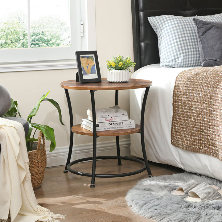 Rolande End Table with Storage Millwood Pines Table Top Color: Rustic Brown