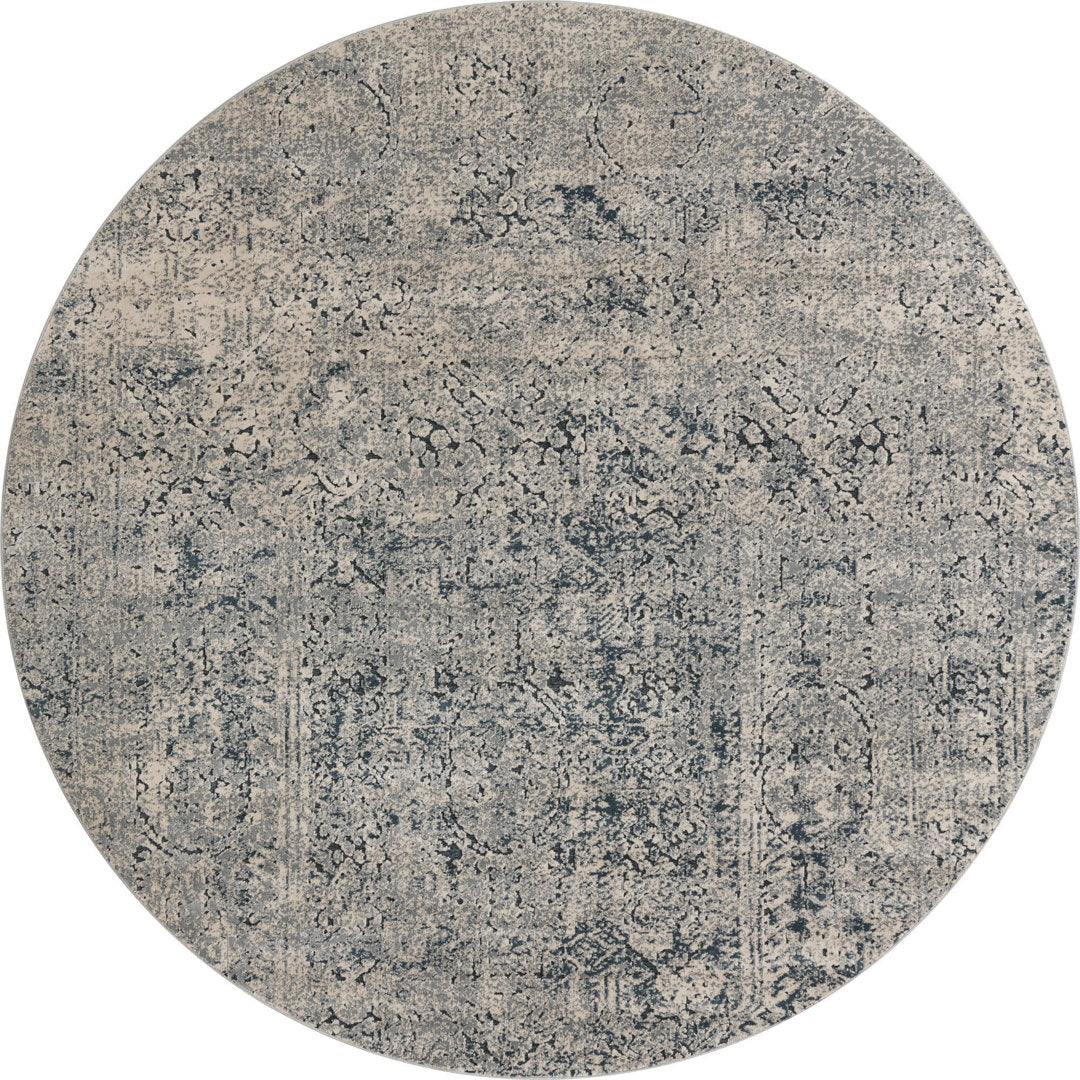 Corteney Oriental Gray Area Rug Alcott Hill® Rug Size: Round 7'