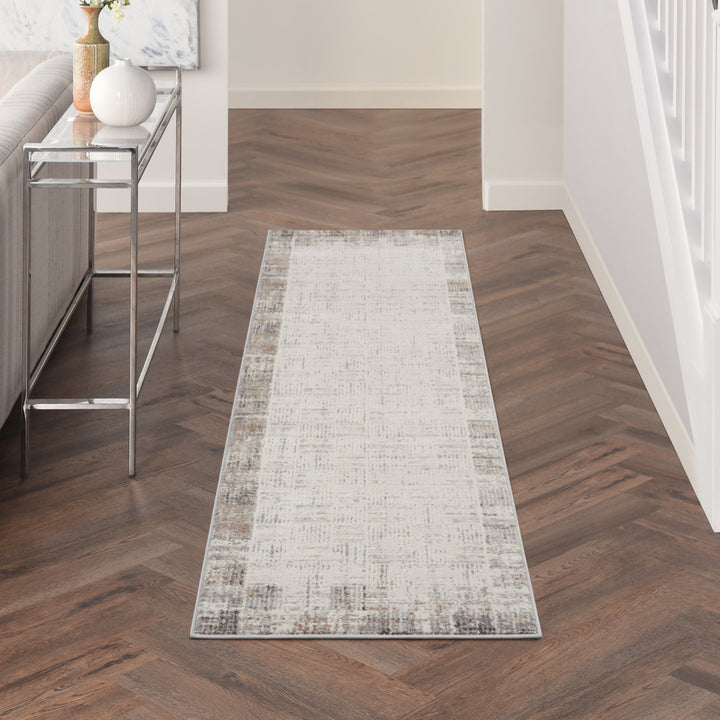 Adriao Geometric Gray/Ivory Area Rug Wade Logan® Rug Size: Runner 2'3" x 7'6"