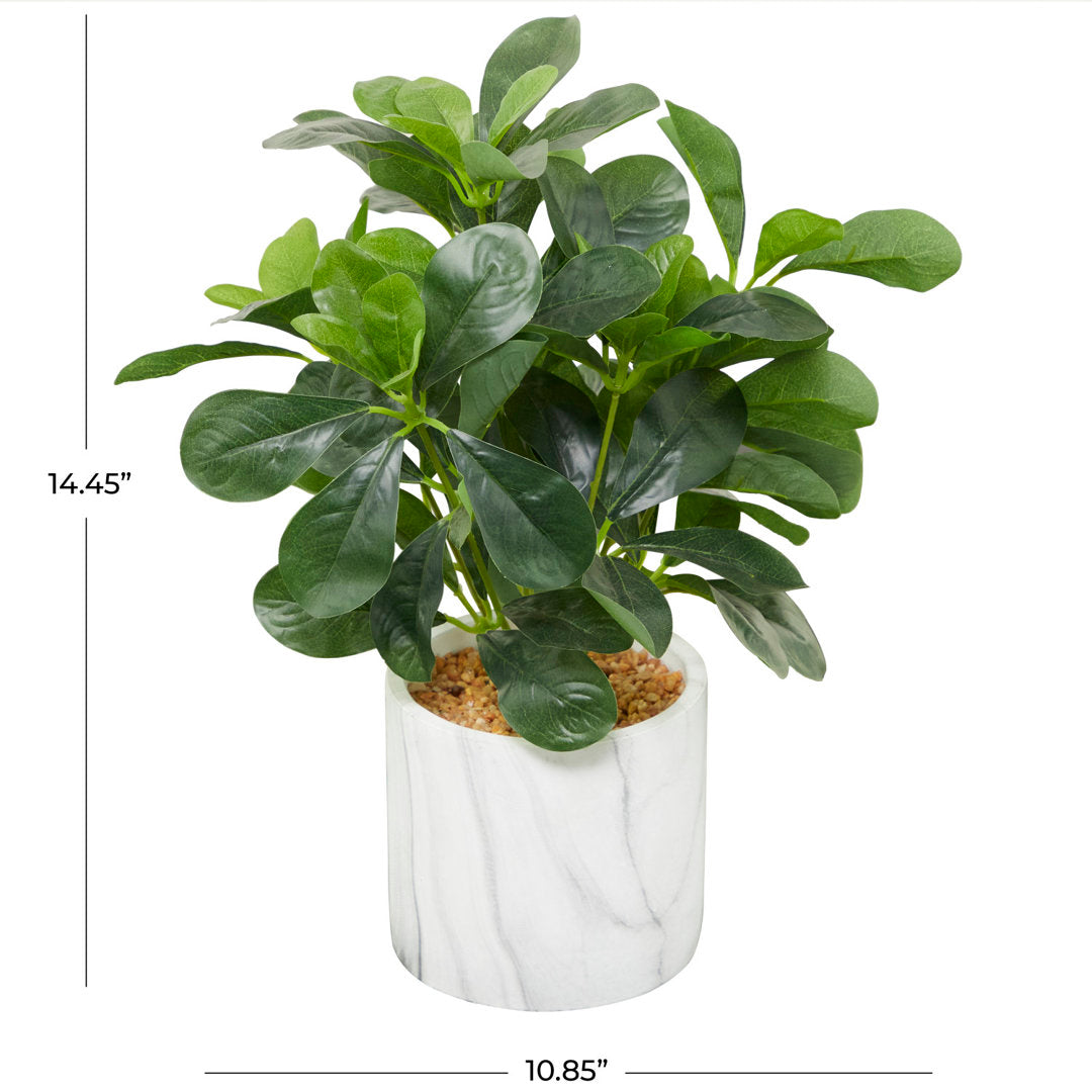 Faux Foliage Eucalyptus Indoor Outdoor Green Artificial Plant with Realistic Leaves and Marble Pot Novogratz