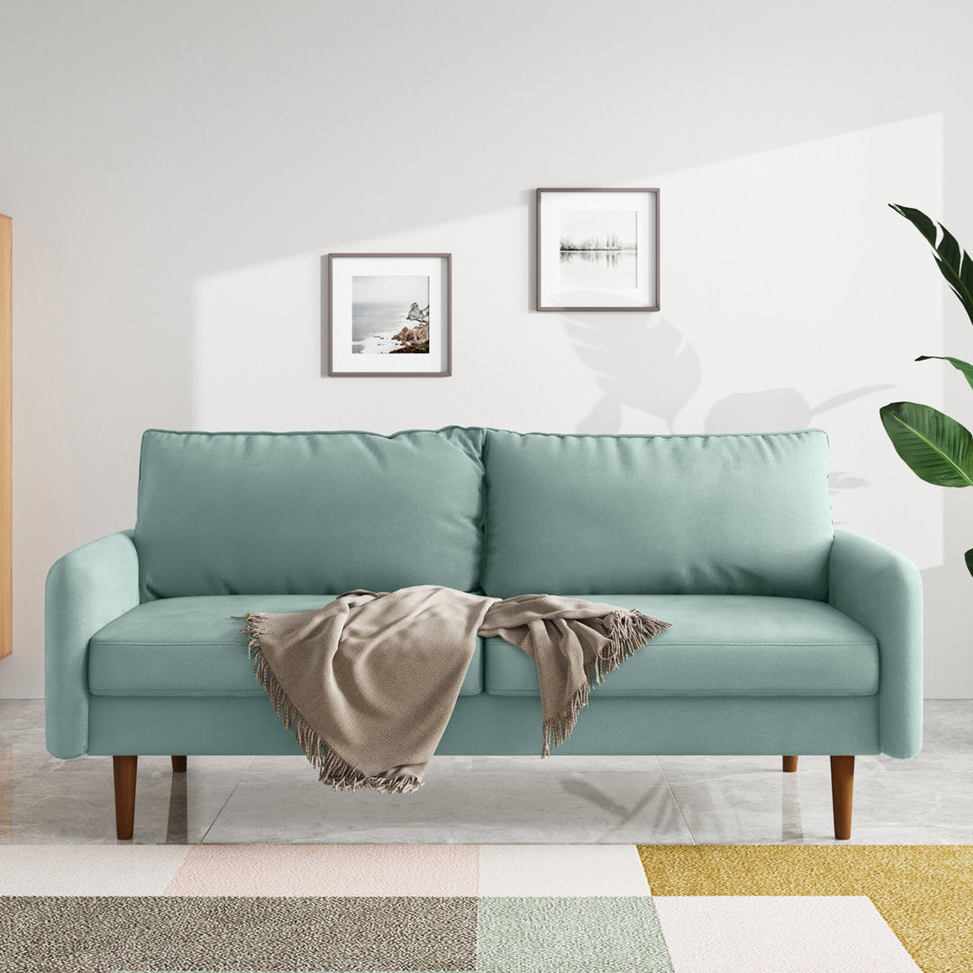 Anacapa 70" Velvet Round Arm Sofa Corrigan Studio® Fabric: Aqua Turquoise Velvet