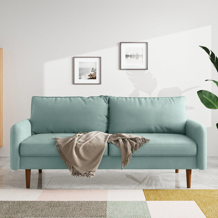 Anacapa 70" Velvet Round Arm Sofa Corrigan Studio® Fabric: Aqua Turquoise Velvet