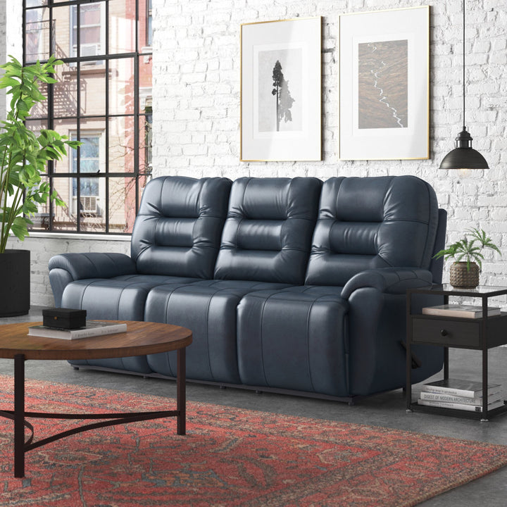 Braydin 85.5" Genuine Leather Pillow Top Arm Reclining Sofa Hokku Designs