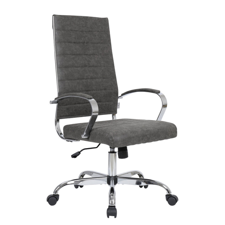 Mulkey High-Back Leather Office Chair with Adjustable Height, Swivel, and Tilt Orren Ellis Upholstery Color: Charcoal