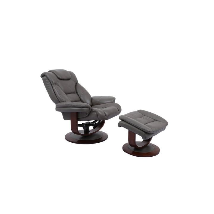 Carolynn 33.5" Wide Leather Match Manual Swivel Ergonomic Recliner with Ottoman Wade Logan® Upholstery Color: Ice Leather Match