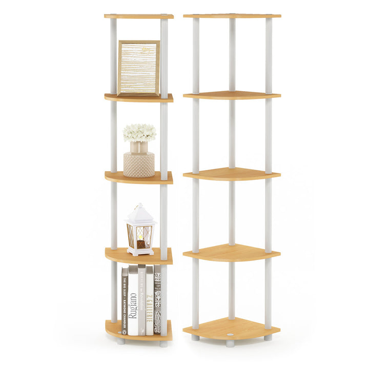 57.7" H x 11.6" W Plastic Corner Bookcase (Set of 2) Symple Stuff Color: Beech/White