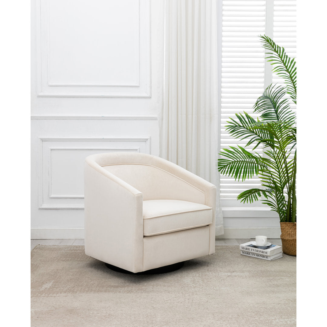 Aloisa 28.7" Wide Velvet Swivel Barrel Chair Etta Avenue™ Body Fabric: Cream Velvet