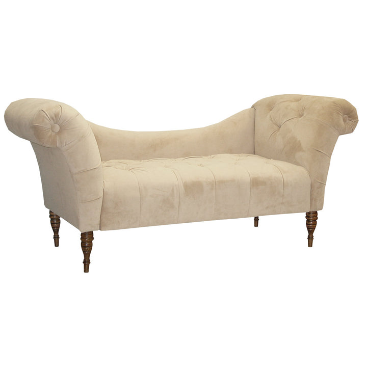 Kareem Upholstered Chaise Lounge Three Posts™ Teen Upholstery Color: Classic Velvet Pearl, Leg Color: Espresso