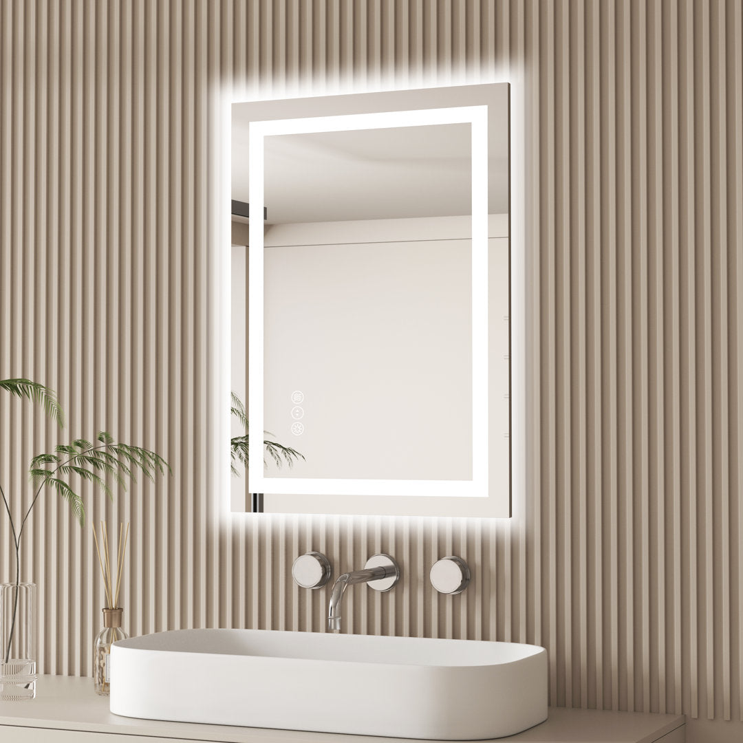 Dokes Frameless LED Vanity Wall Mirror Passed ETL Wrought Studio™ Size: 28" x 20"