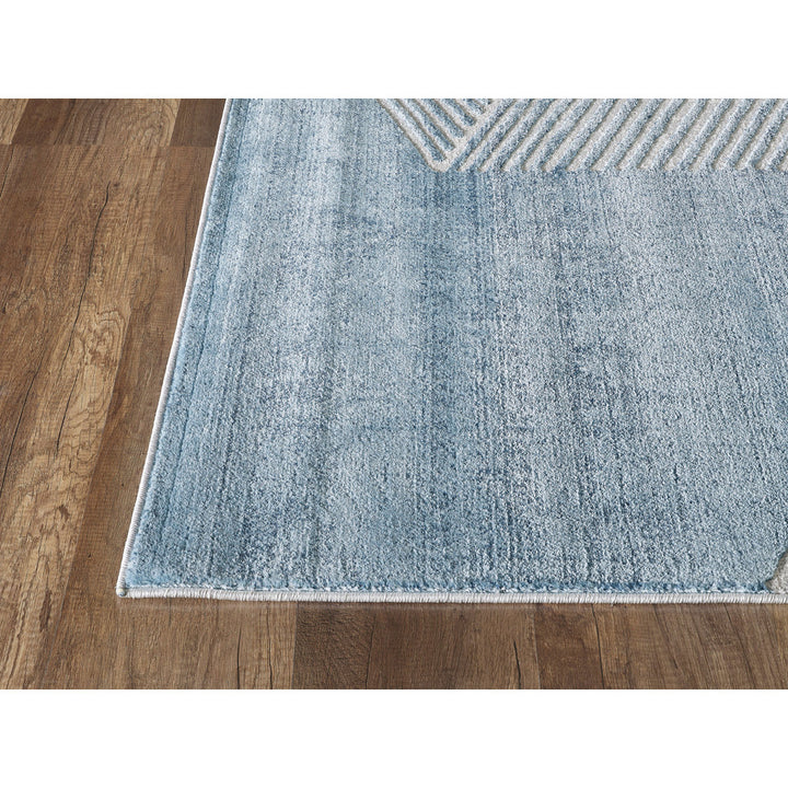 Soeren Geometric Light Blue Area Rug Ebern Designs Rug Size: Rectangle 7'9" x 10'2"