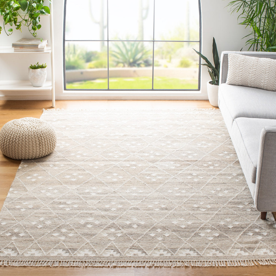 Natural Kilim Hand Woven 60% Wool, 20% Viscose, And 20% Cotton Geometric Rug Union Rustic Rug Size: Rectangle 6' x 9'