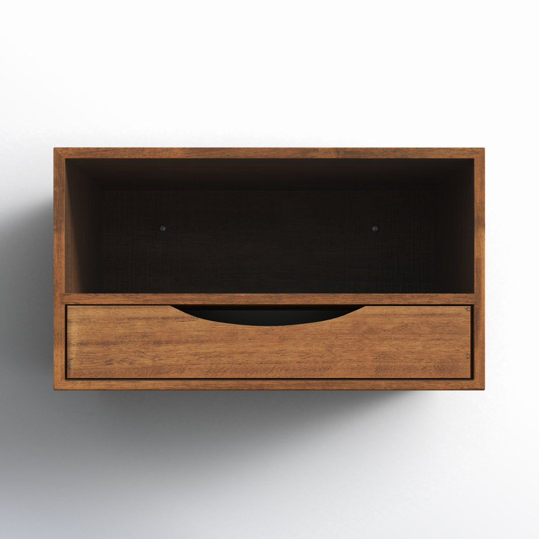 Adeana Poplar Solid Wood Floating Shelf with Drawer Wade Logan® Color/Finish: Rustic Brown