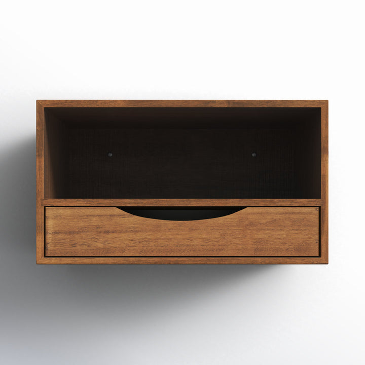 Adeana Poplar Solid Wood Floating Shelf with Drawer Wade Logan® Color/Finish: Rustic Brown