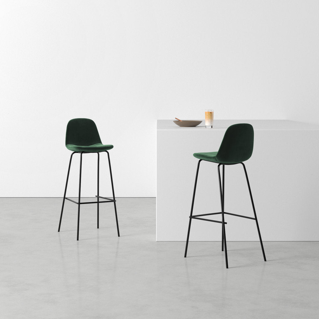 Kody Upholstered Bar & Counter Stool (Set of 2) AllModern Color: Emerald Velvet Seat Height: Bar Stool (30.5" Seat Height)