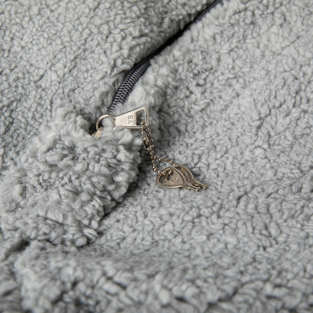 Classic Refillable Cotton Bean Bag Chair Mack & Milo™ Size: Large Body Fabric: Gray Sherpa Cotton Twill