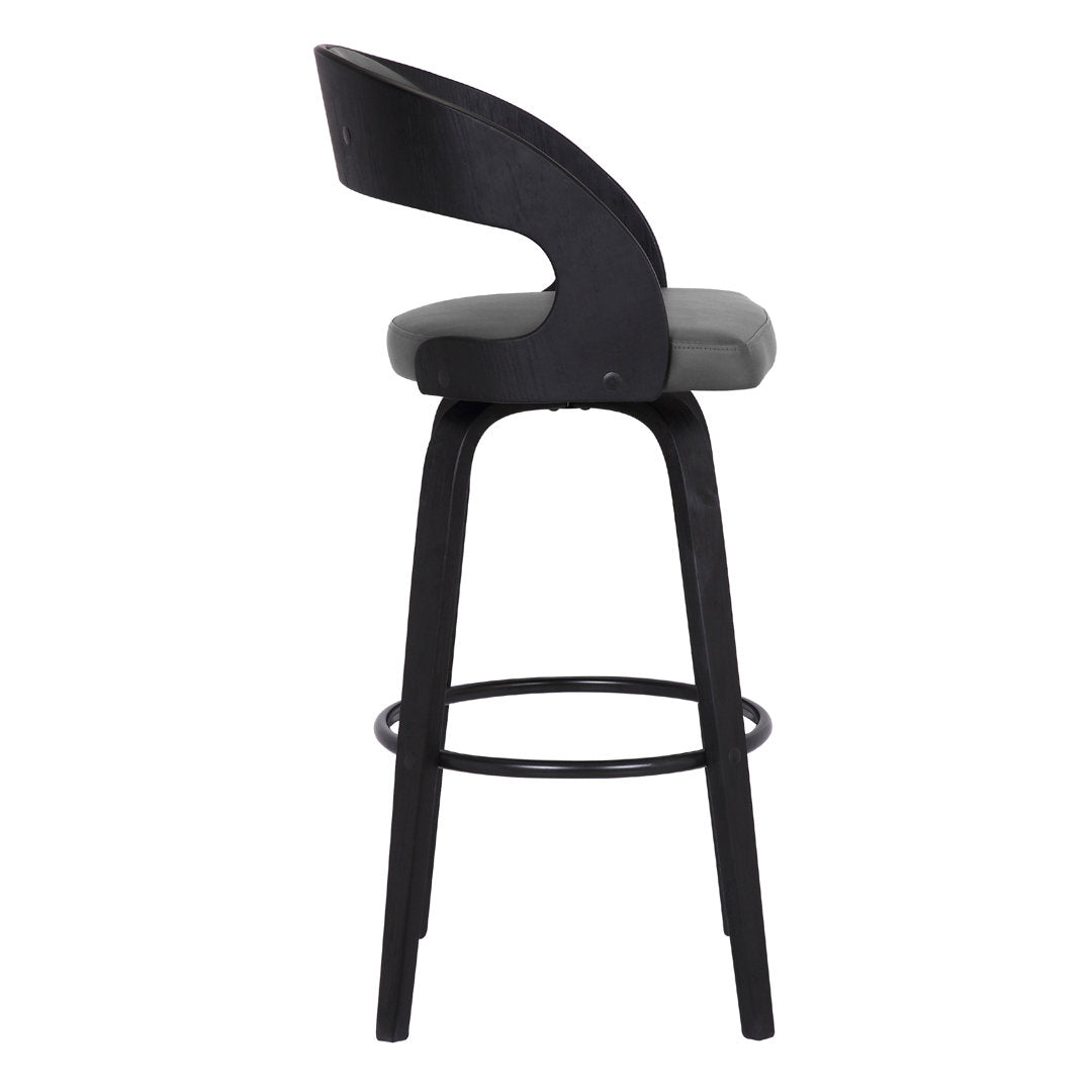 Pensacola Mid-century Swivel Counter Height Bar Stool Corrigan Studio® Upholstery: JY Grey Faux Leather, Seat Height: Counter Stool (26" Seat Height)