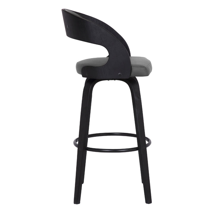 Pensacola Mid-century Swivel Counter Height Bar Stool Corrigan Studio® Upholstery: JY Grey Faux Leather, Seat Height: Counter Stool (26" Seat Height)